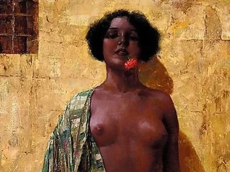 1848-August Hoffmann von Vestenhof - Nudo con rosa